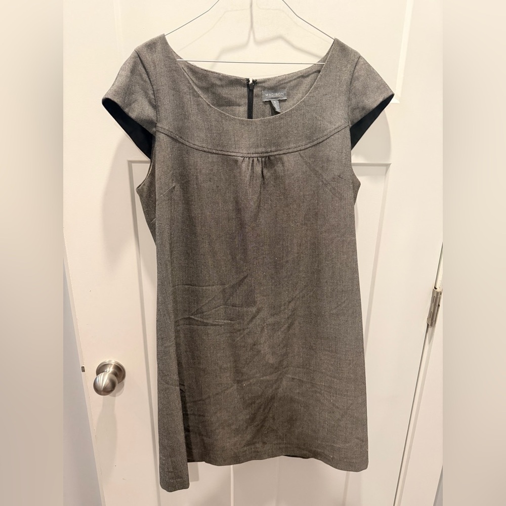 Madison Womens Sheath Dress Size 16 Gray Career Office Work Stretch